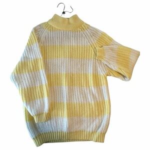 Striped Yellow and White Turtleneck Sweater